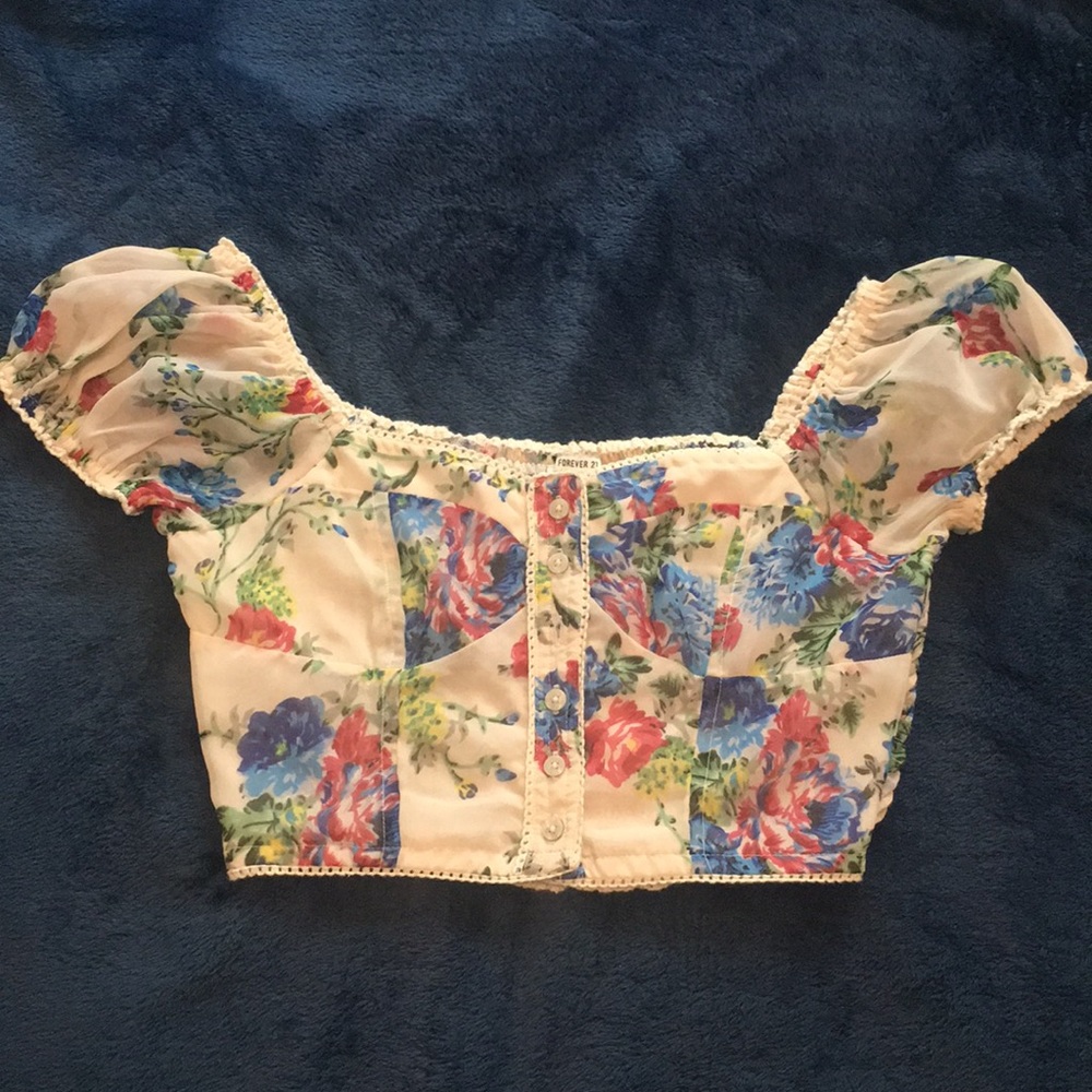 Floral blouse style crop top